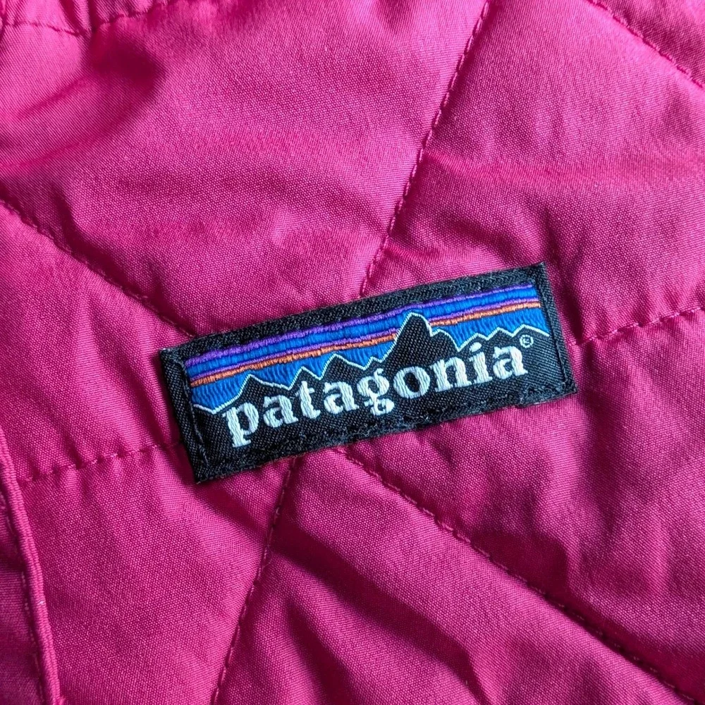 Patagonia Kid's Reversible Puff-Ball Bunting Blue/Pink Geometric Print 6-12M
